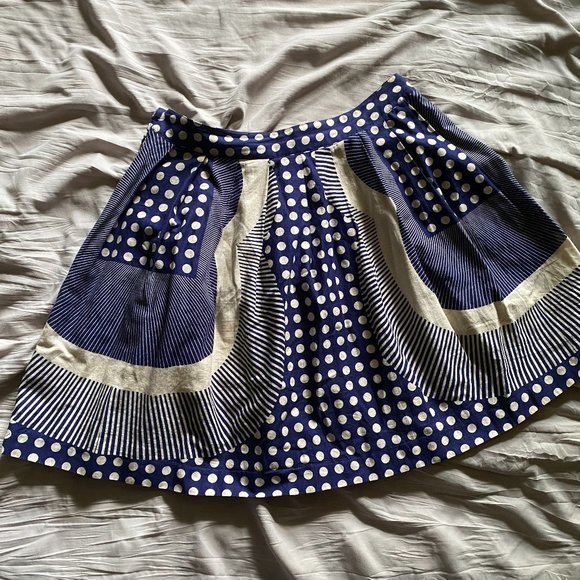 Cooperative Urban Outfitters Navy & white Dots Abstract Circle/skater mini skirt - Picture 1 of 6